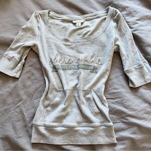 💸SOLD   Y2k VTG Grey Abercrombie & Fitch ribbed pocket 1/4  kids M adult XS